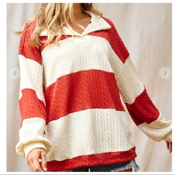 Fabulous Retro Chic Spread Neck Color Blocked Pullover - Picture 4 of 5